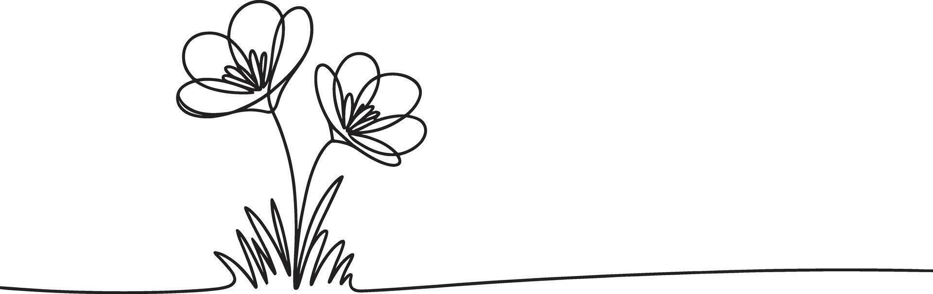 A line drawing of a flower with a line vector