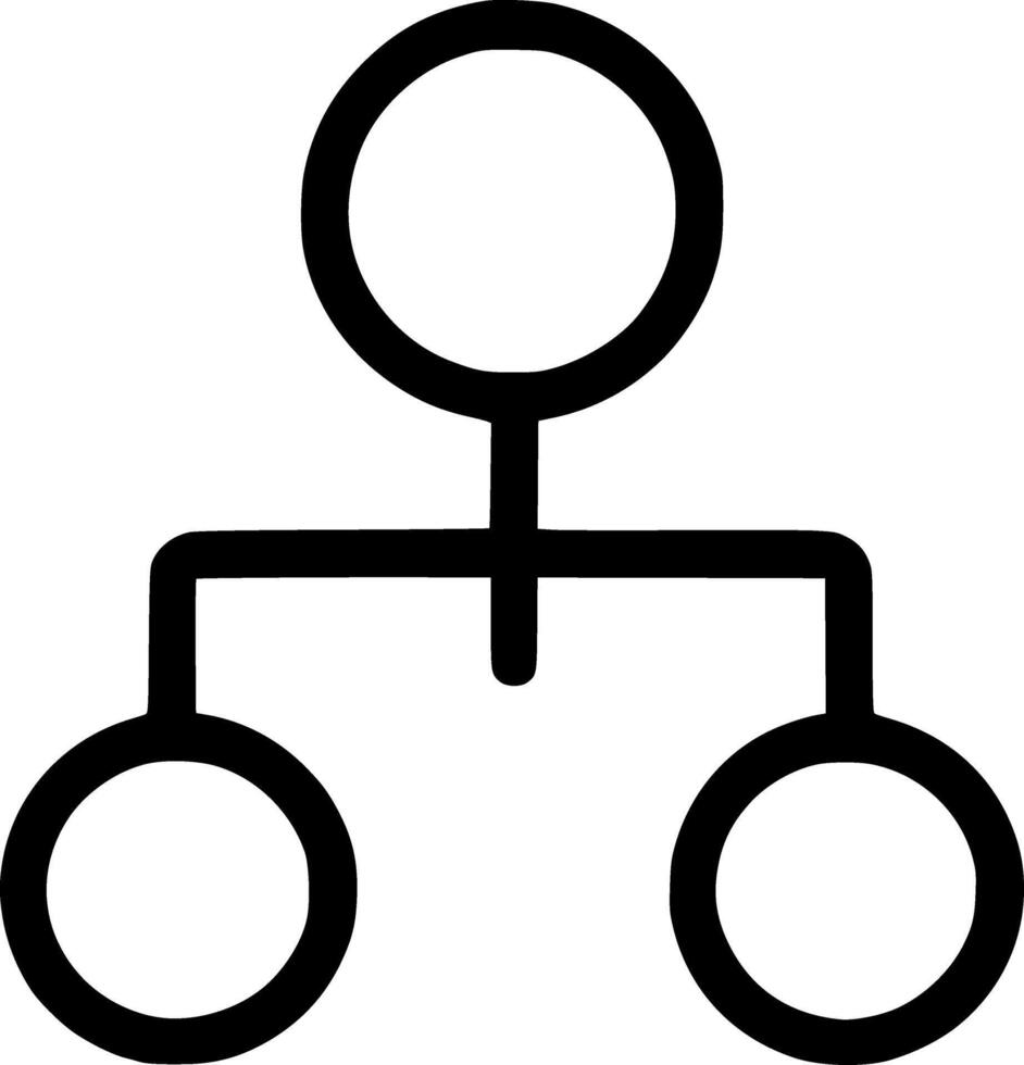 An outline icon representing an organizational chart, hierarchy, business structure, team roles, and management flow. vector