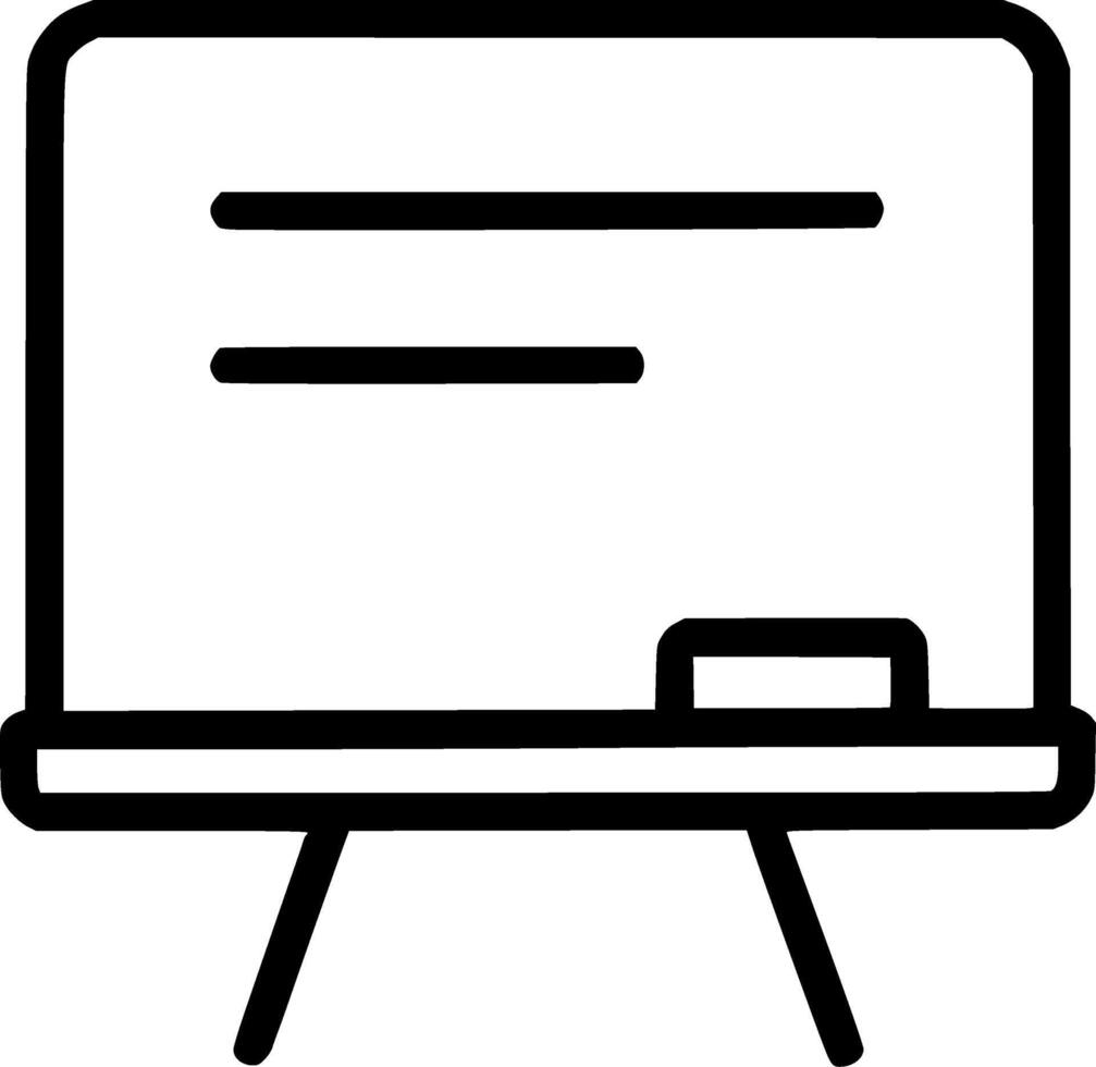 An outline icon representing a whiteboard, classroom, presentation, teaching, lesson, and educational vector