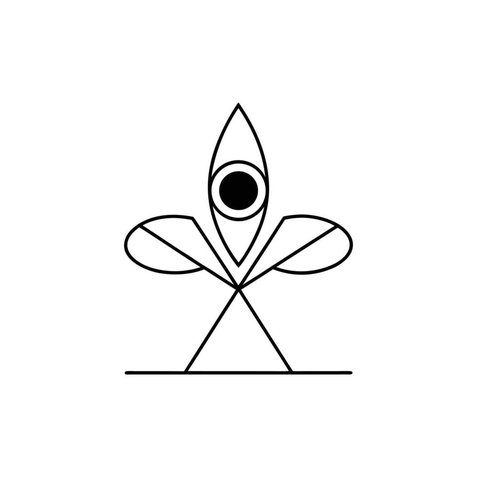 Abstract Minimalist Sprout with Eye Icon vector