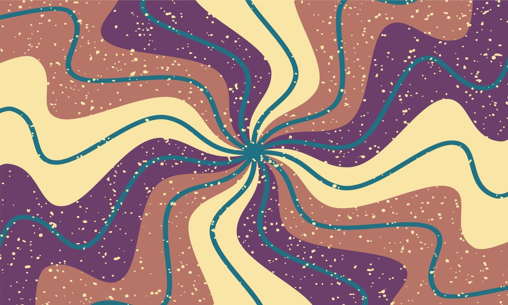 Retro psychedelic swirl pattern with wavy lines and speckled texture in warm earthy tones vector