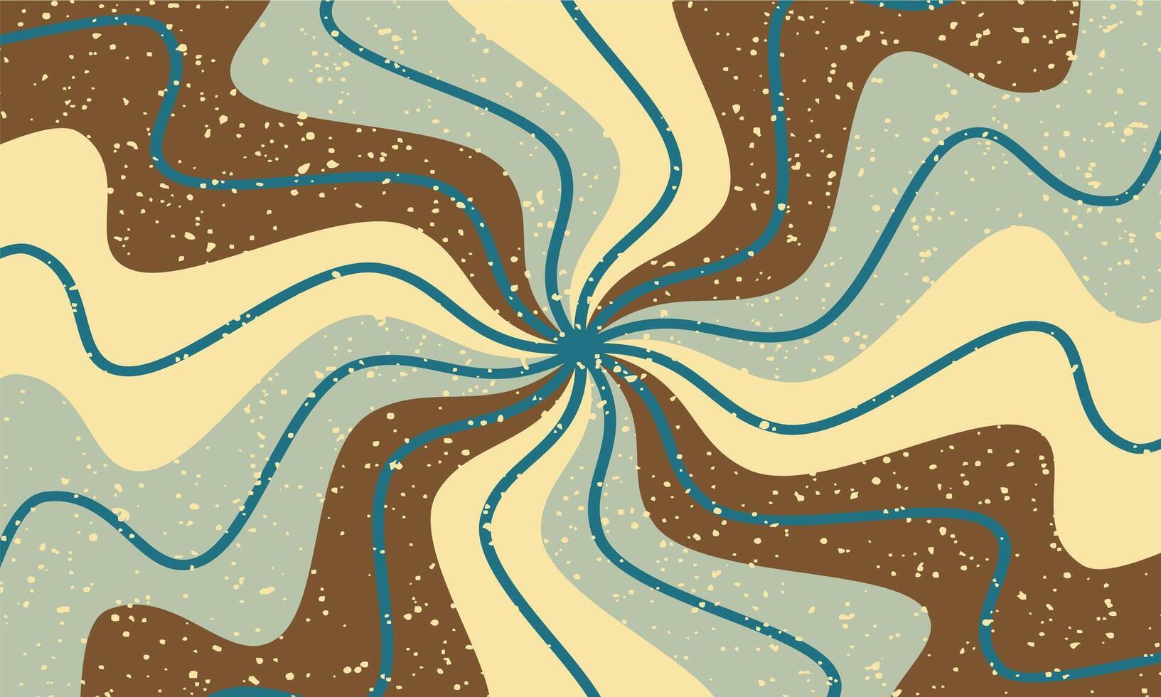 Retro psychedelic swirl pattern with vibrant yellow and brown wavy lines and speckles vector