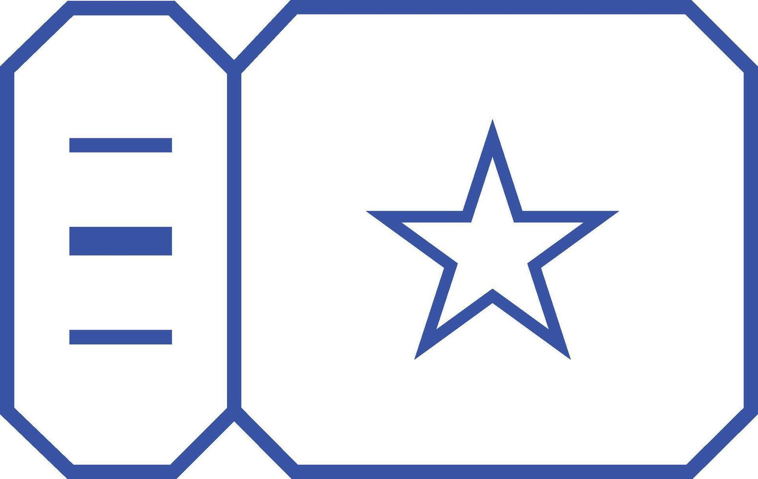 Simple blue outline of a ticket with a star and lines for text on a white background vector