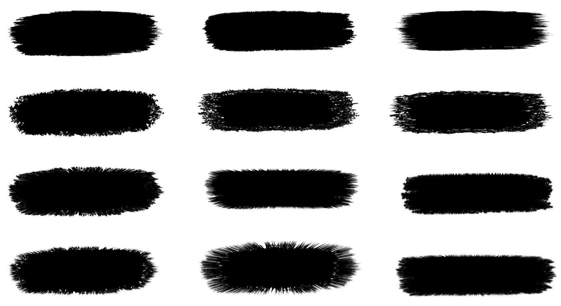 Black Grunge Brush Stroke Collection Distressed Ink Stroke Set for Abstract Texture Overlays and Graphic Design Elements vector