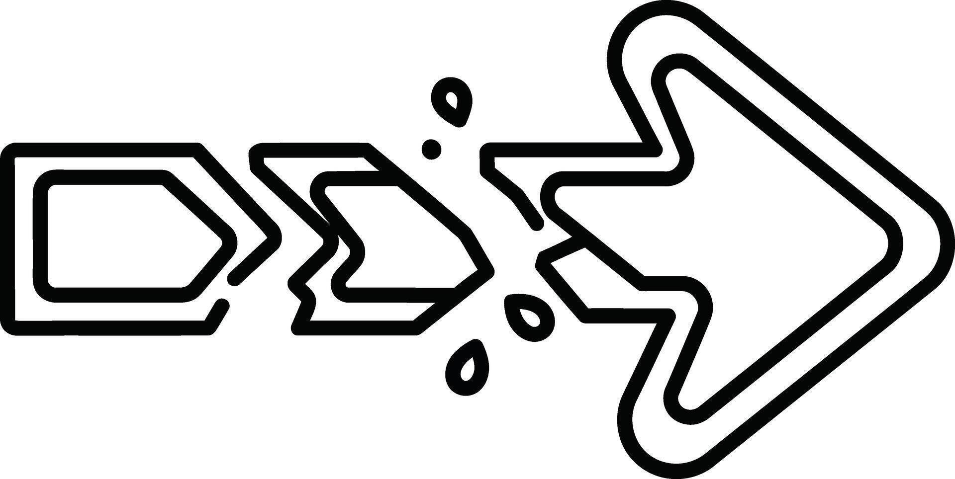 Abstract arrow design with broken effect vector