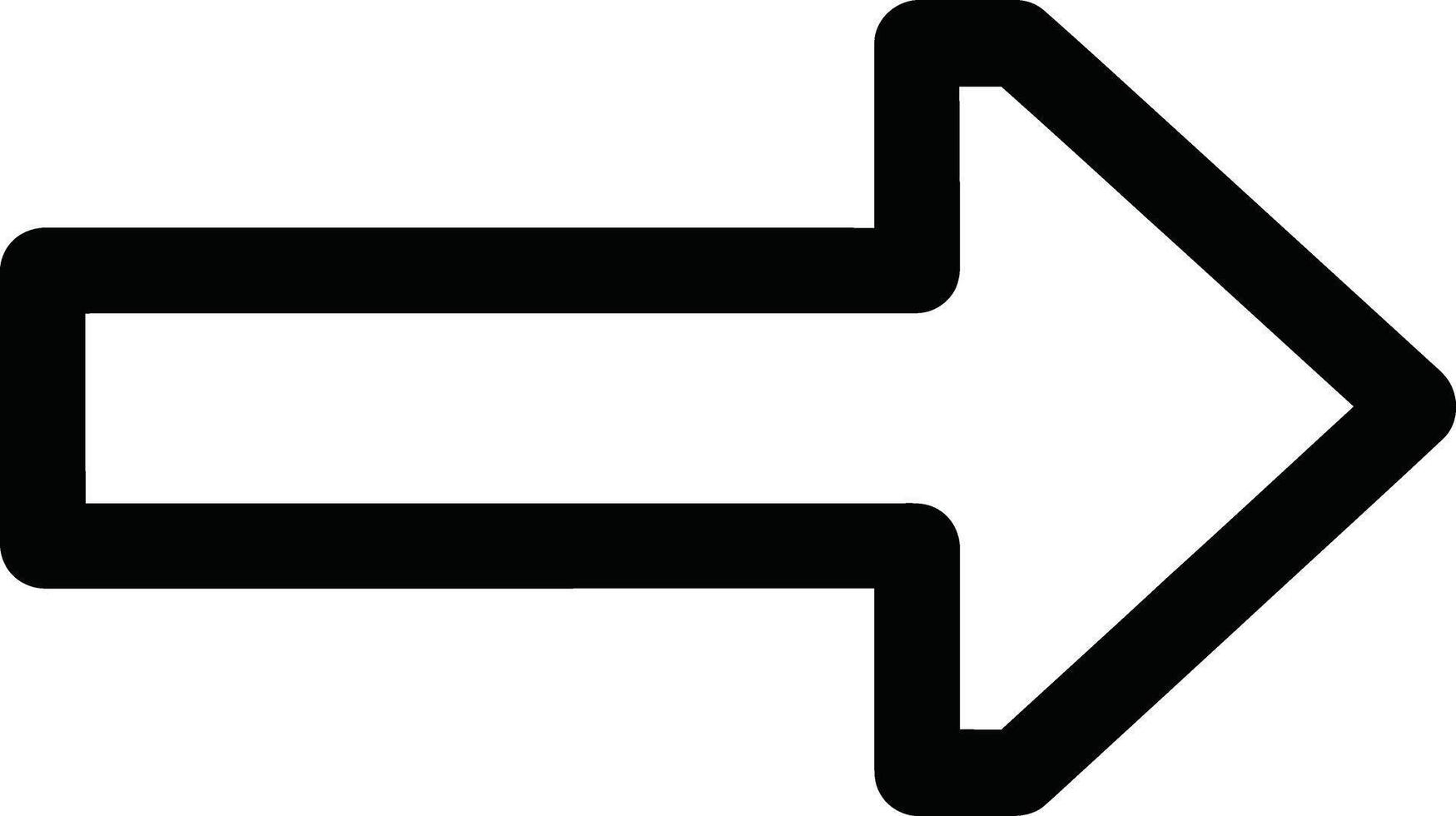 A simple right arrow with rounded corners for navigation and direction vector