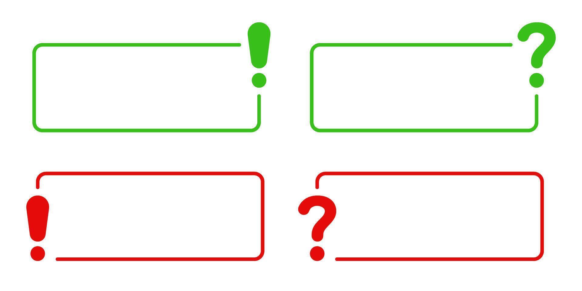 Exclamation And Question Mark Frame Border Set. Communication, Inquiry, And Alert Symbol Collection. Dialogue And Messaging Interface Design. Isolated Illustration vector