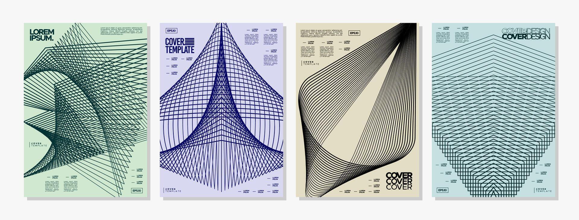 Modern innovation visual effect line abstract cover set vector