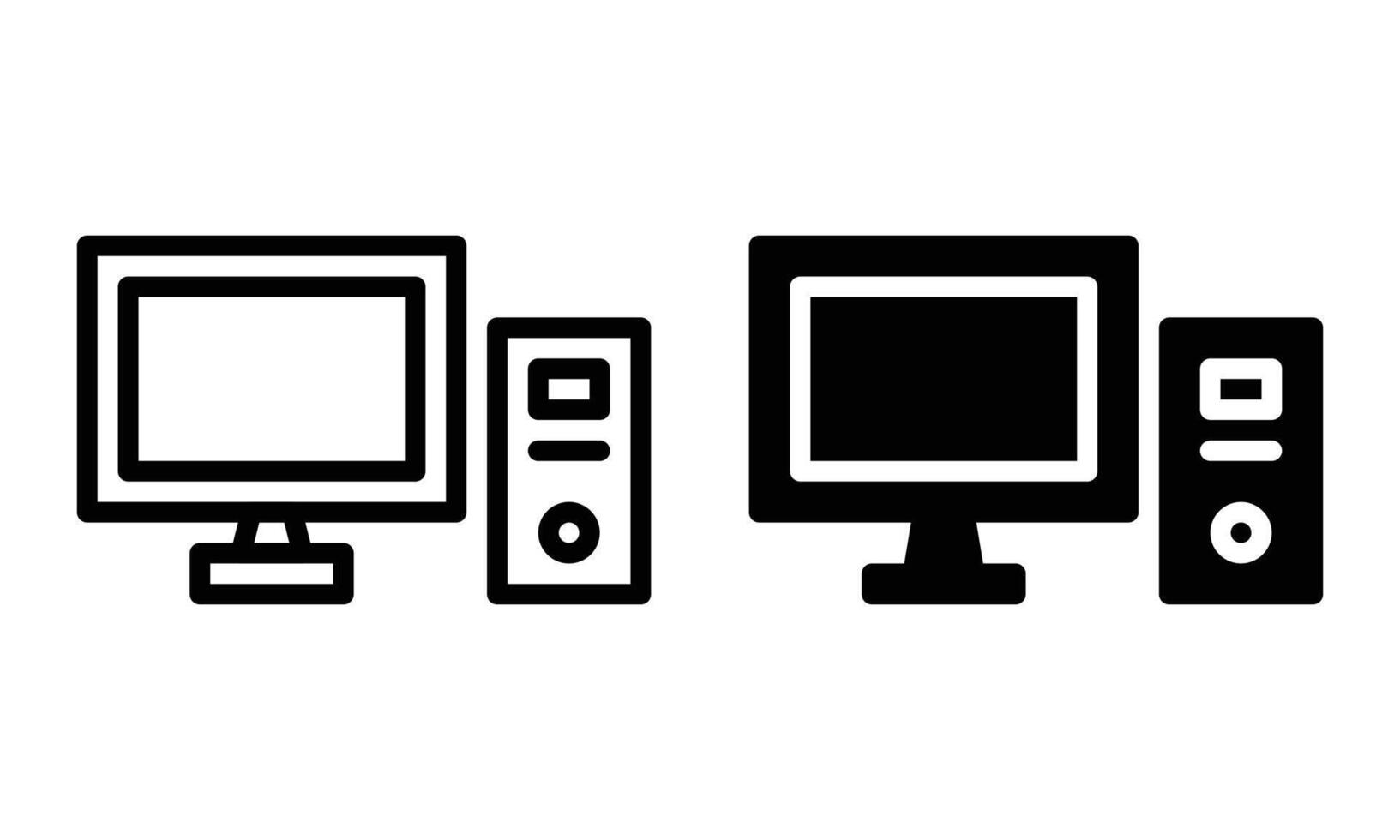 Computer Icon with Outline and Glyph Style vector