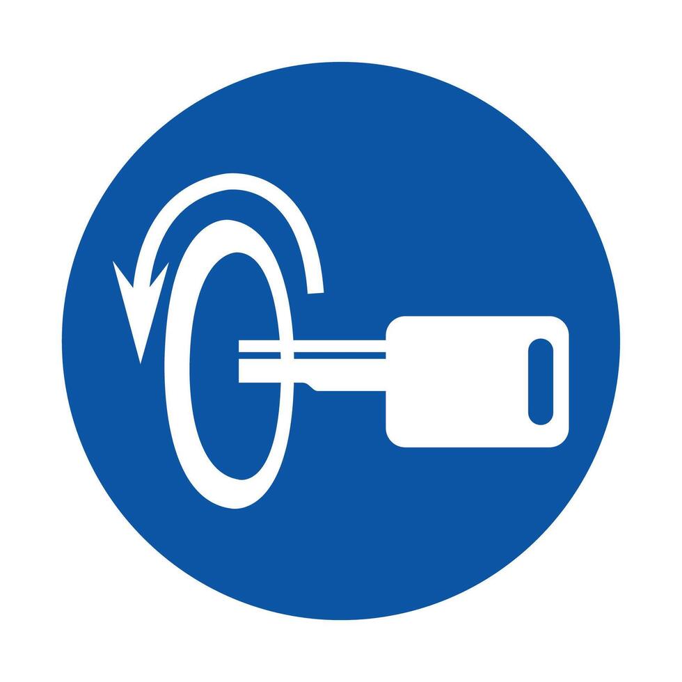 Circular Sign with Key Symbol Representing Rotation and Access Control vector