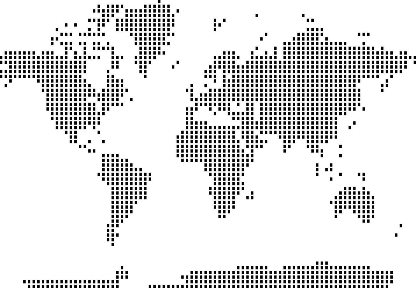 Rectangular vertical world map. Rectangular vertical shape word map showing pixelated continents and countries. Halftone dotted atlas for global geography and earth background. vector