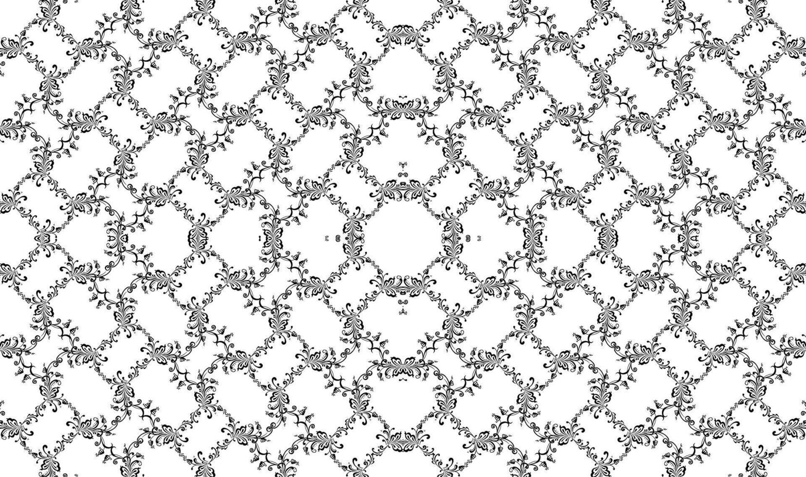 Floral Motifs Pattern, can use for Decoration, Wallpaper, Tile, Carpet, Fashion, Fabric, Wrapping Print or Graphic Design Element. BW, Flat Style and Editable vector