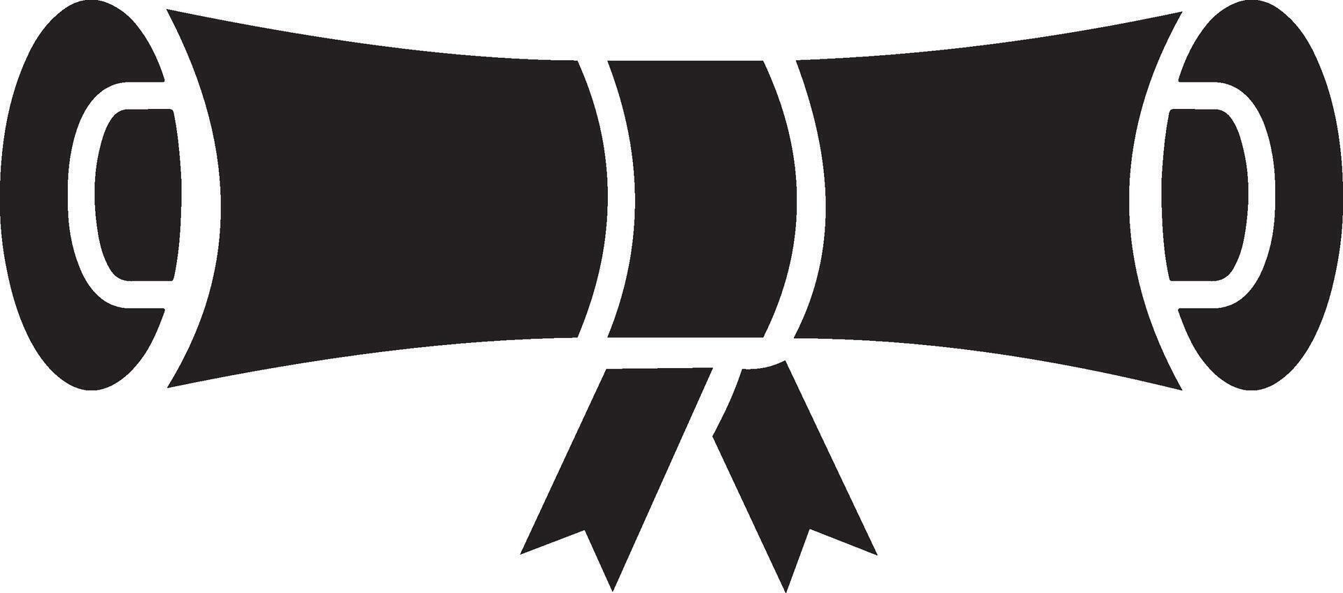 Rolled certificate or diploma scroll with ribbon icon symbol vector