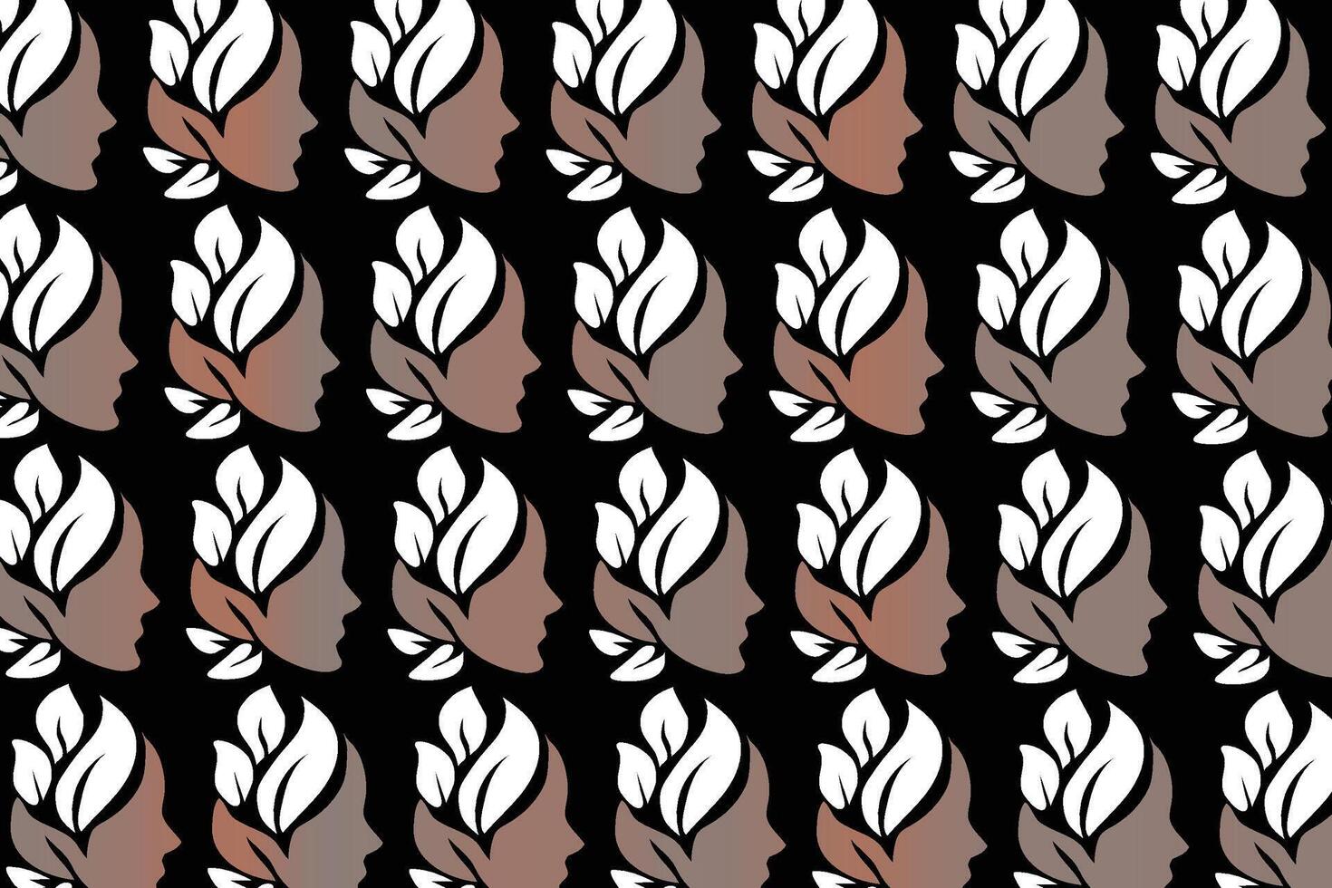 Abstract pattern of stylized white leaves on a dark textured background vector