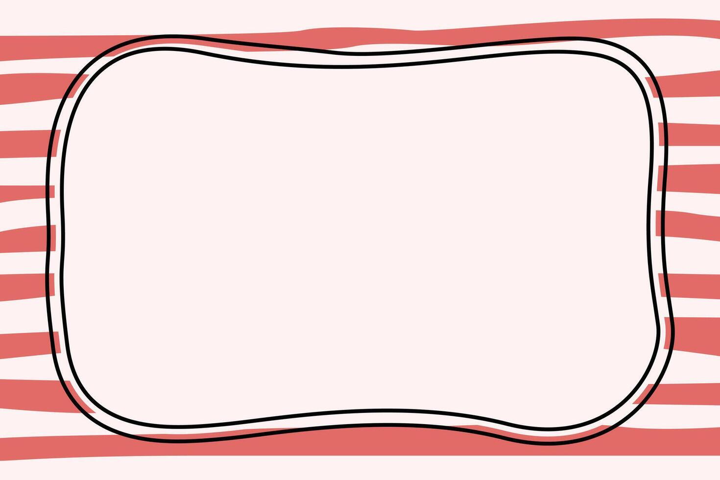Abstract minimalist illustration featuring a red striped background with a wavy rectangular frame in the center. Ideal for posters, invitations, and social media templates. vector