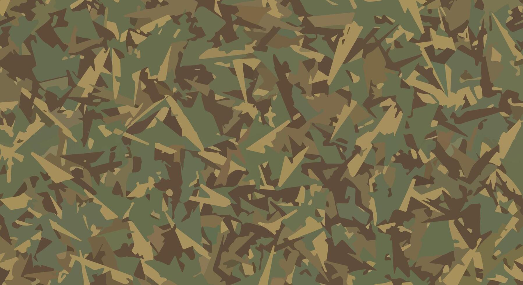 Splinter camouflage pattern with sharp angular fragments, Abstract geometric camouflage texture for tactical apparel, Brown and green fragment camouflage wallpaper for outdoor design vector
