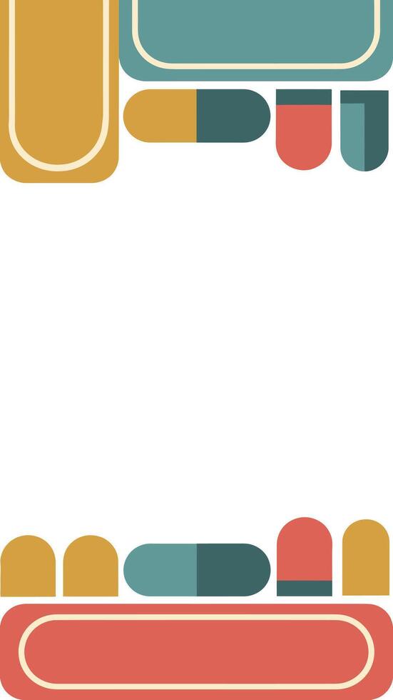 Retro style background with abstract pills and capsules, a minimalist template for medical and pharmaceutical design concepts vector