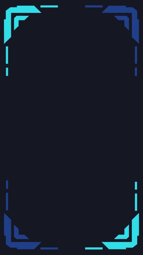Futuristic tech screen display frame with abstract geometric blue corners. illustration for a digital interface vector