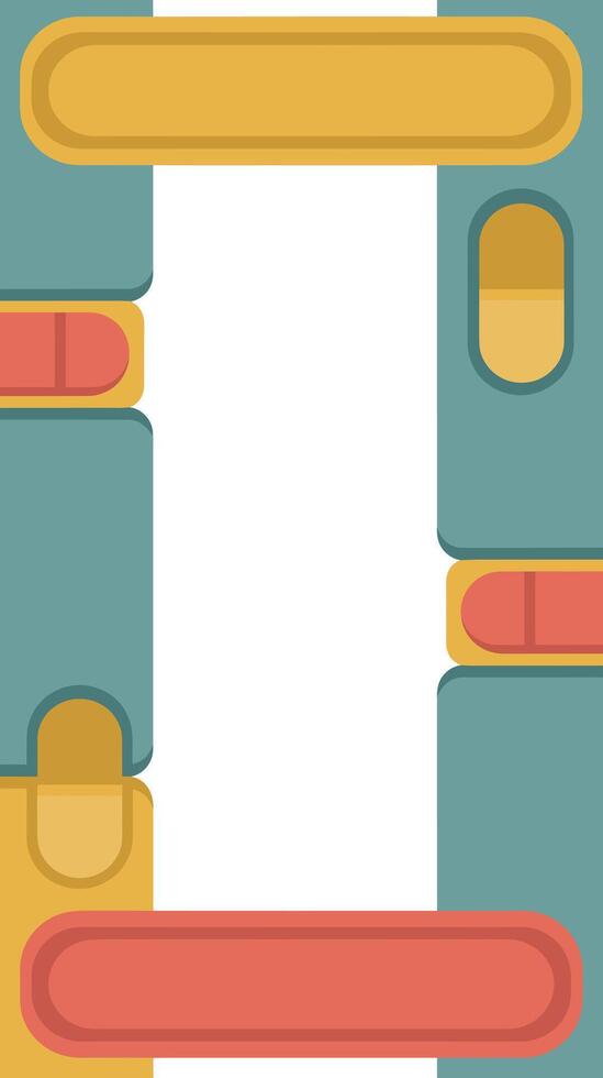 Modern abstract geometric frame with rounded shapes and a retro color palette, designed as a vertical template with central copy space vector