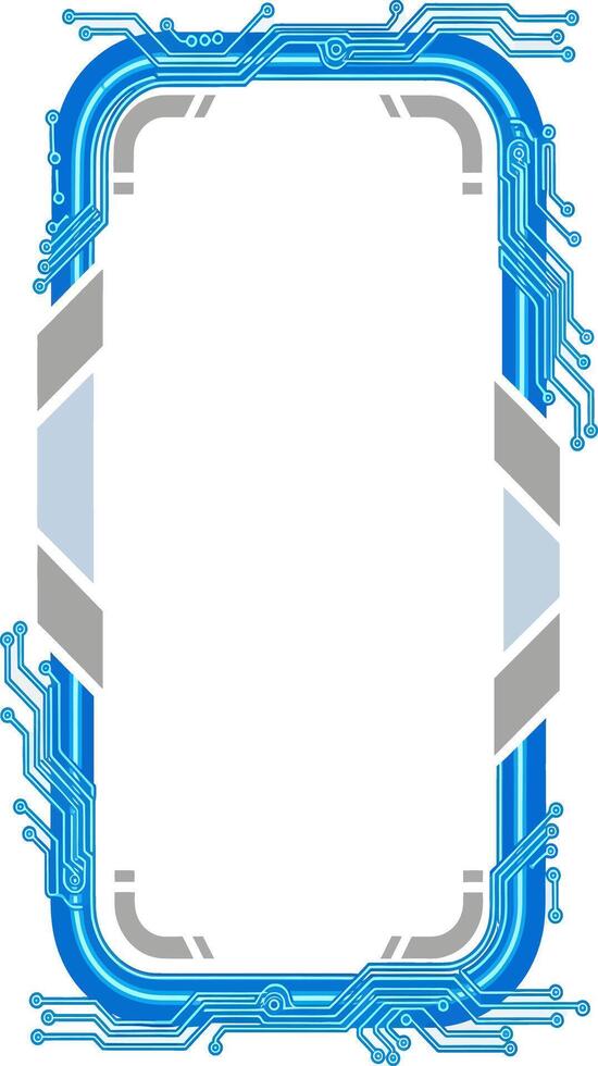 Futuristic digital circuit border design, abstract blue technological frame, graphic element with electronic pathways and connections, ideal for digital art and design projects vector