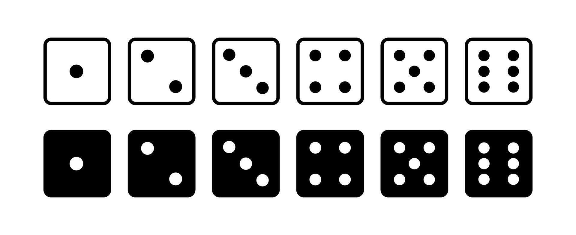 Rolling dice number faces in line style illustration vector