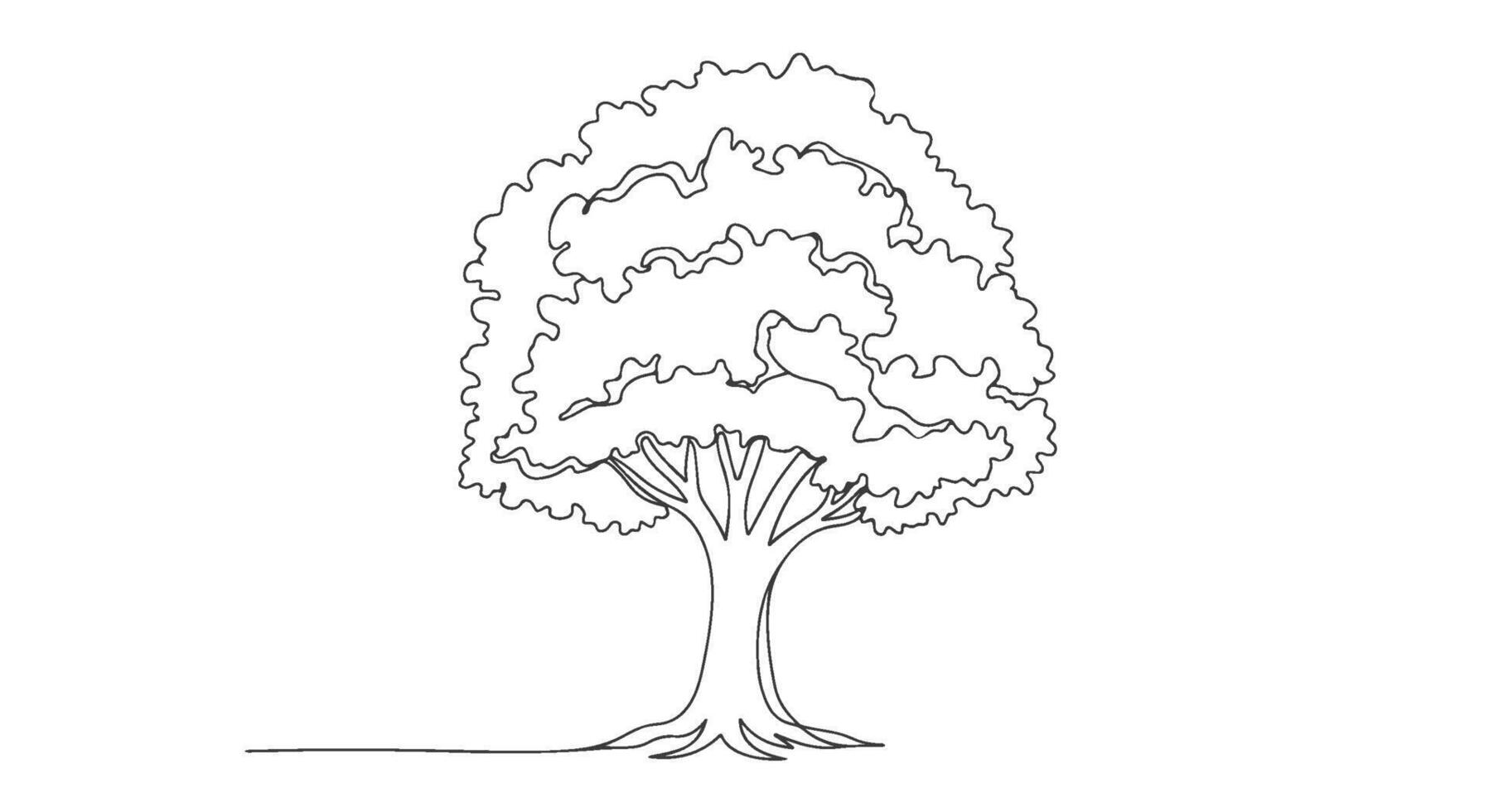 Elegant tree rendered through a graceful single continuous line art, a modern minimalist graphic design illustration vector