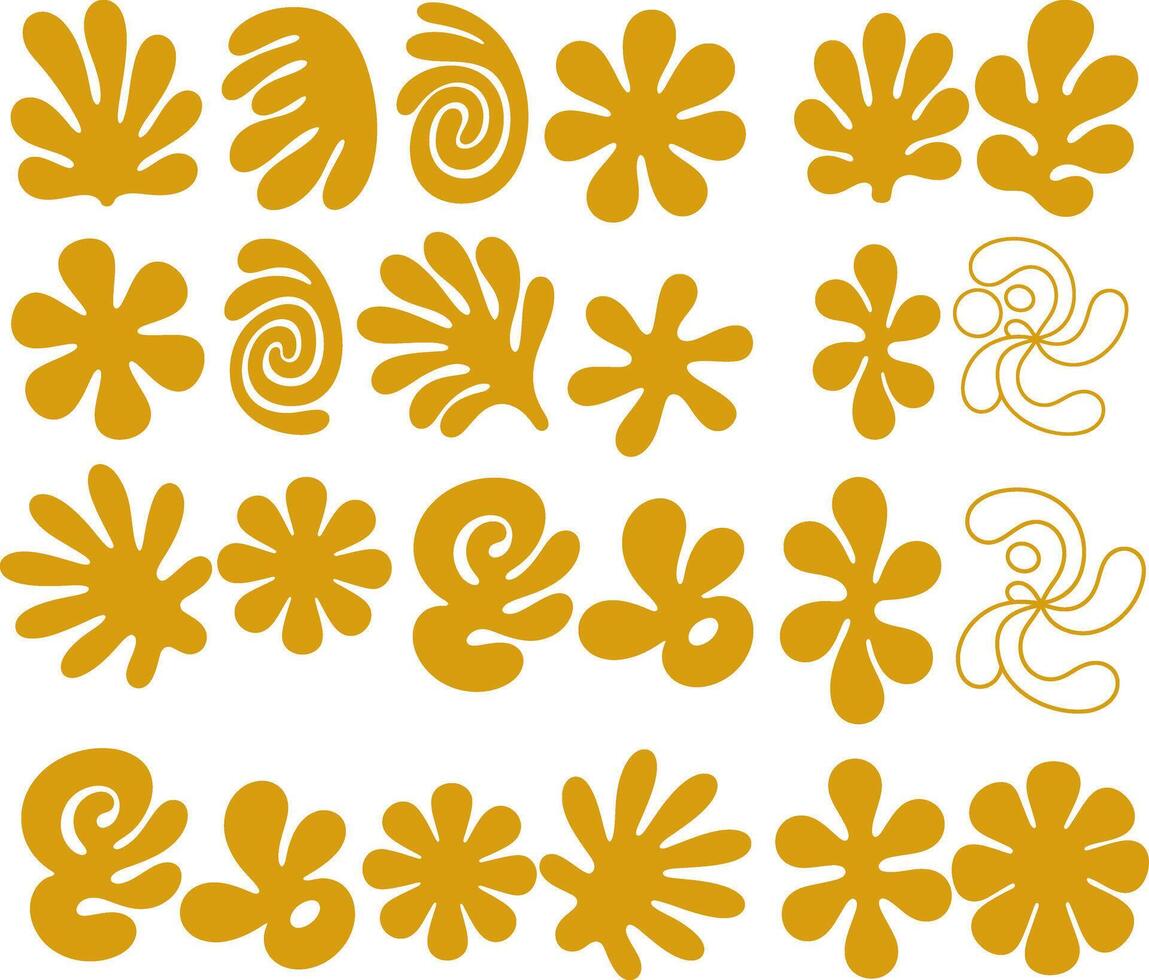 Abstract Shapes Pattern in Mustard Color on White Background Illustration vector