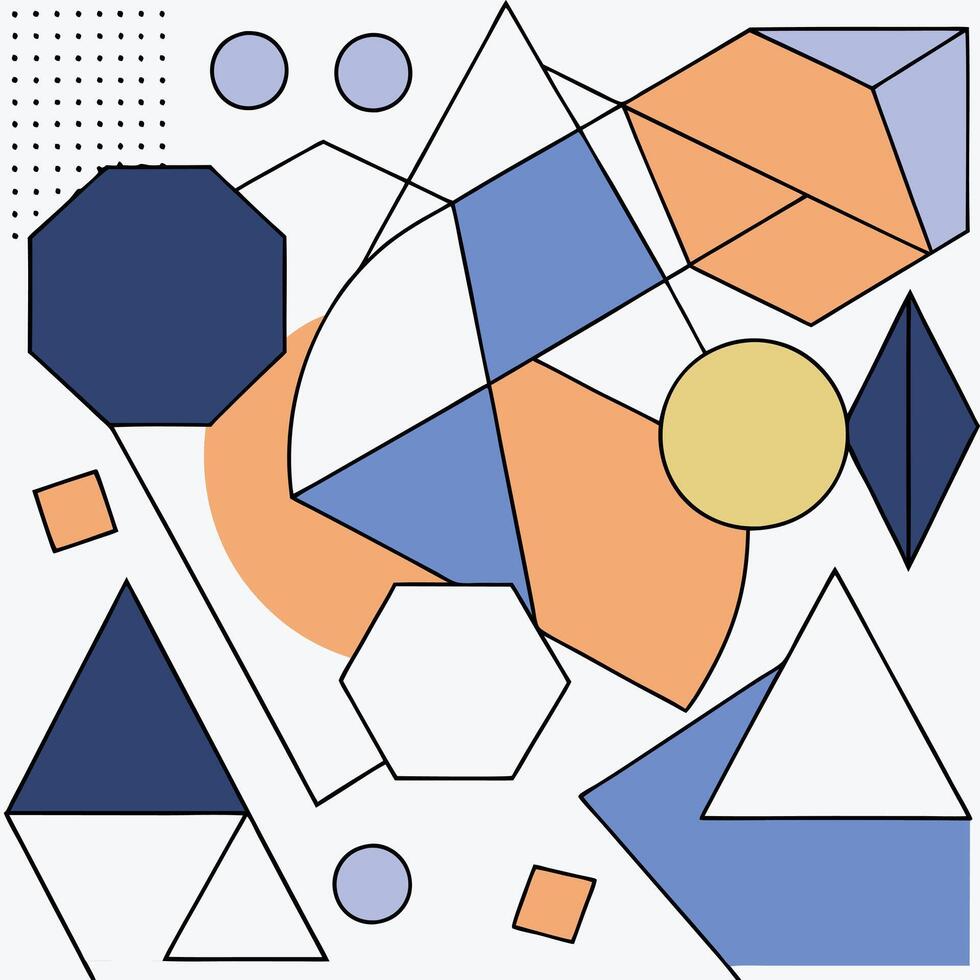 Abstract geometric shapes and patterns in a modern art composition vector
