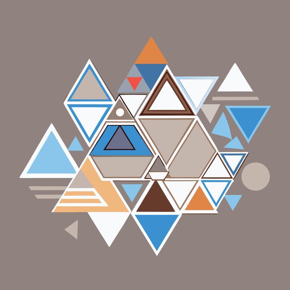 Abstract geometric pattern of overlapping triangles and hexagons in muted colors vector