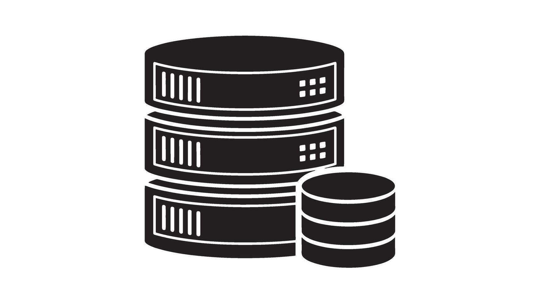 apilar de bases de datos y un menor base de datos icono vector