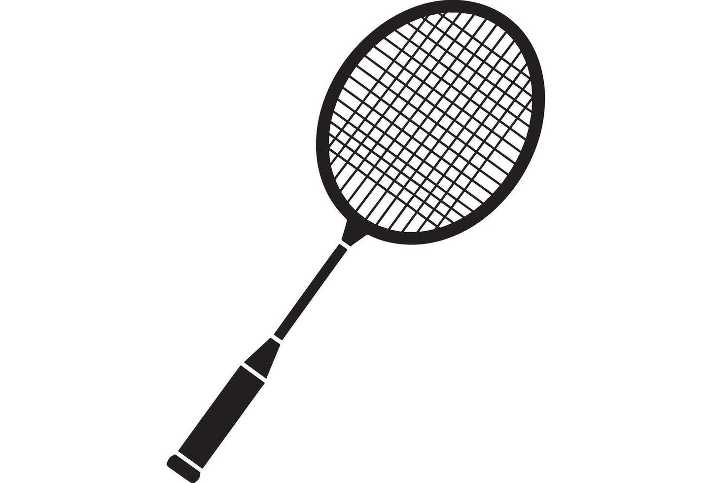 Black badminton racket with white background vector