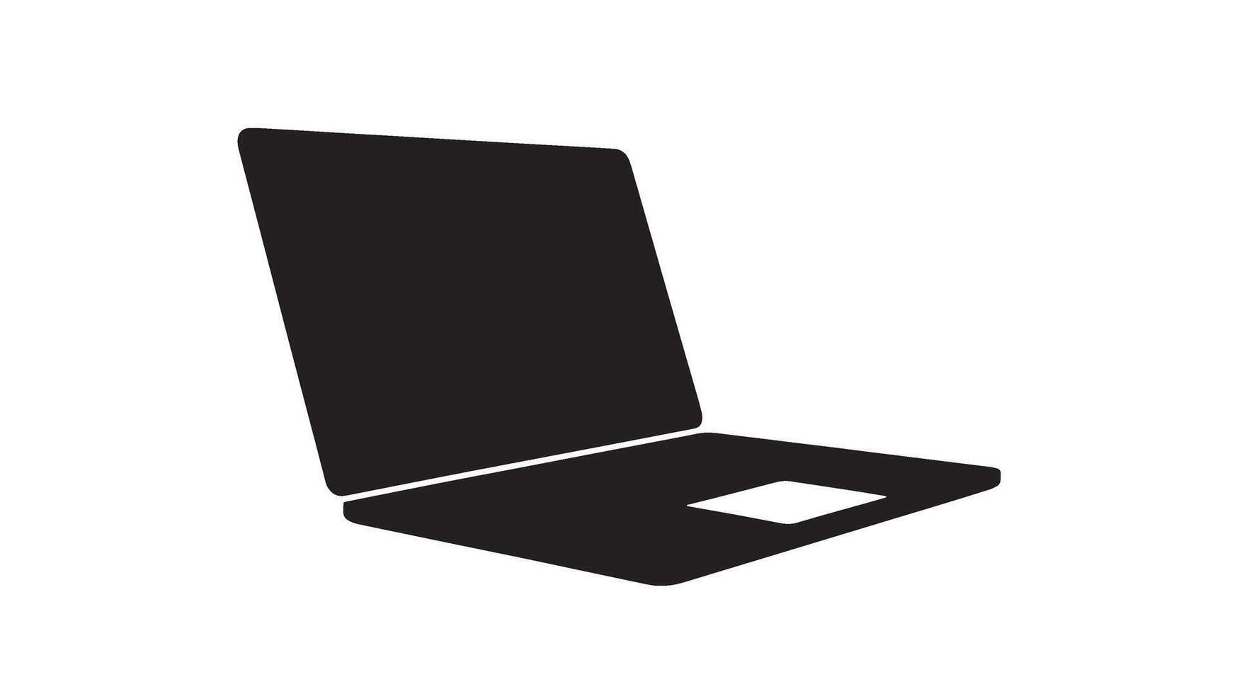 Silhouette of an open laptop computer on a white background vector