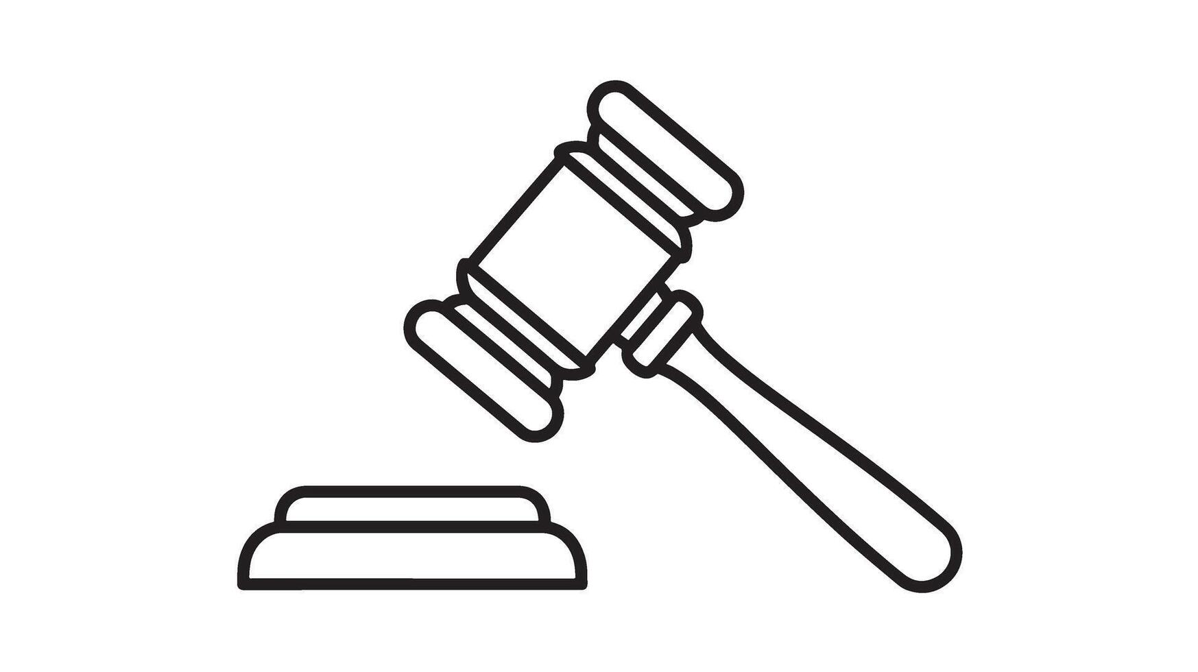 Simple outline of a gavel and sounding block vector