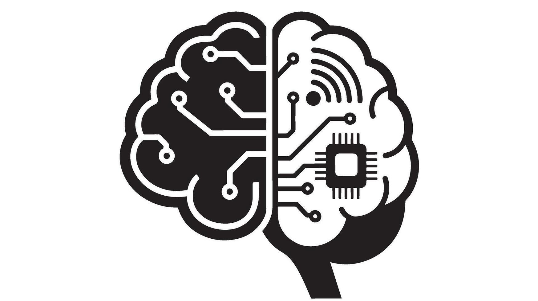 Digital brain with circuitry and microchip symbolizing artificial intelligence vector