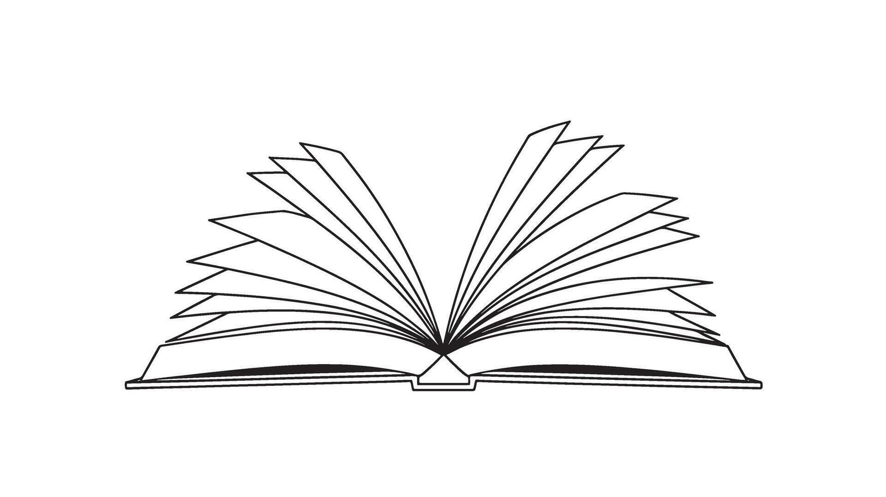 Sketch of an open book with wavy pages vector