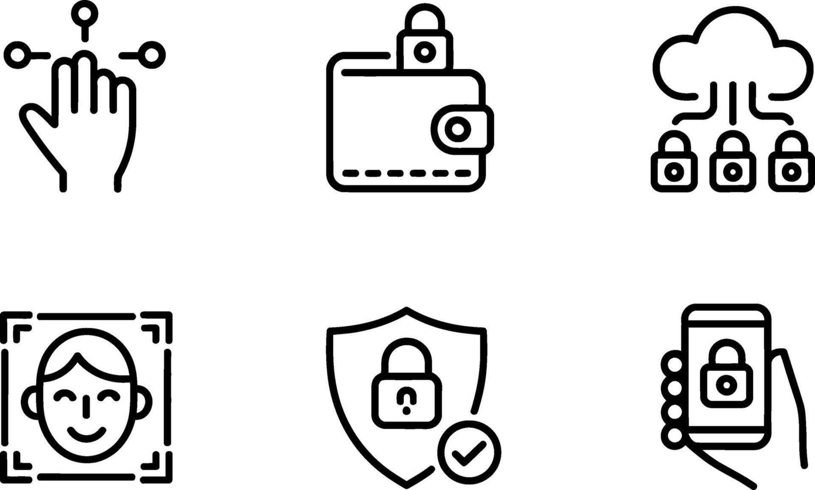 Security and authentication icon set for finance app vector