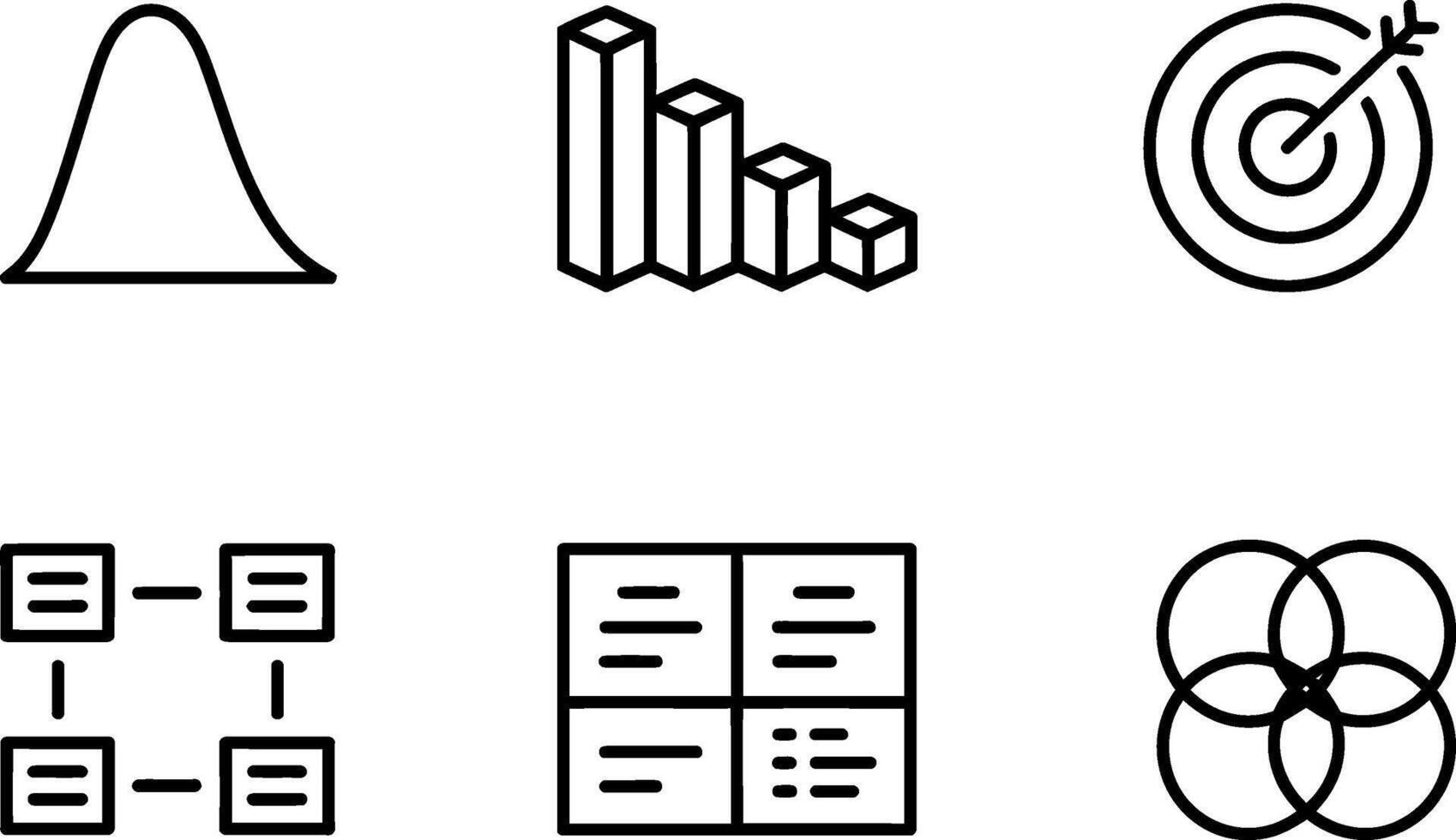 Set of business analysis and data icon outline vector