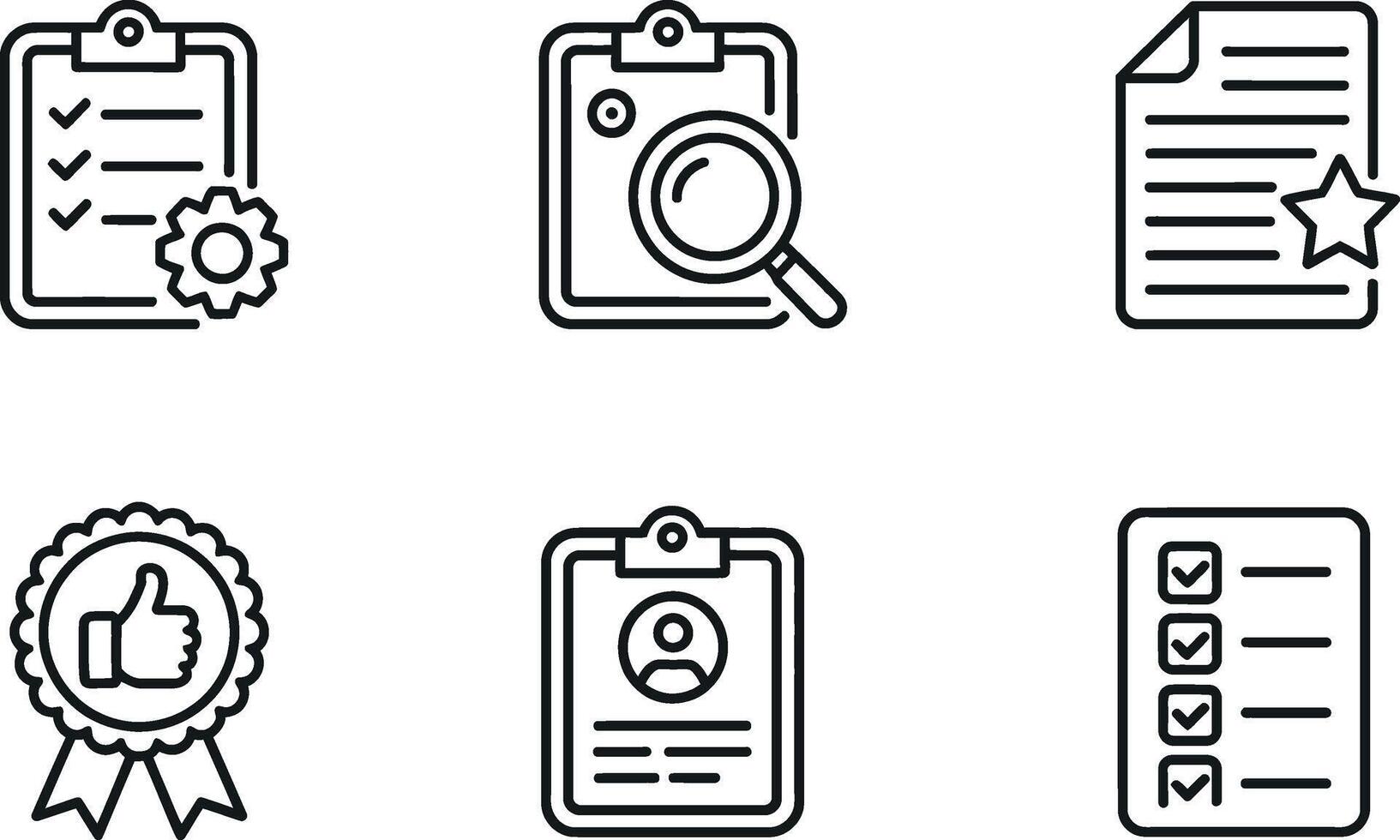 Set of quality control and document icon outline vector