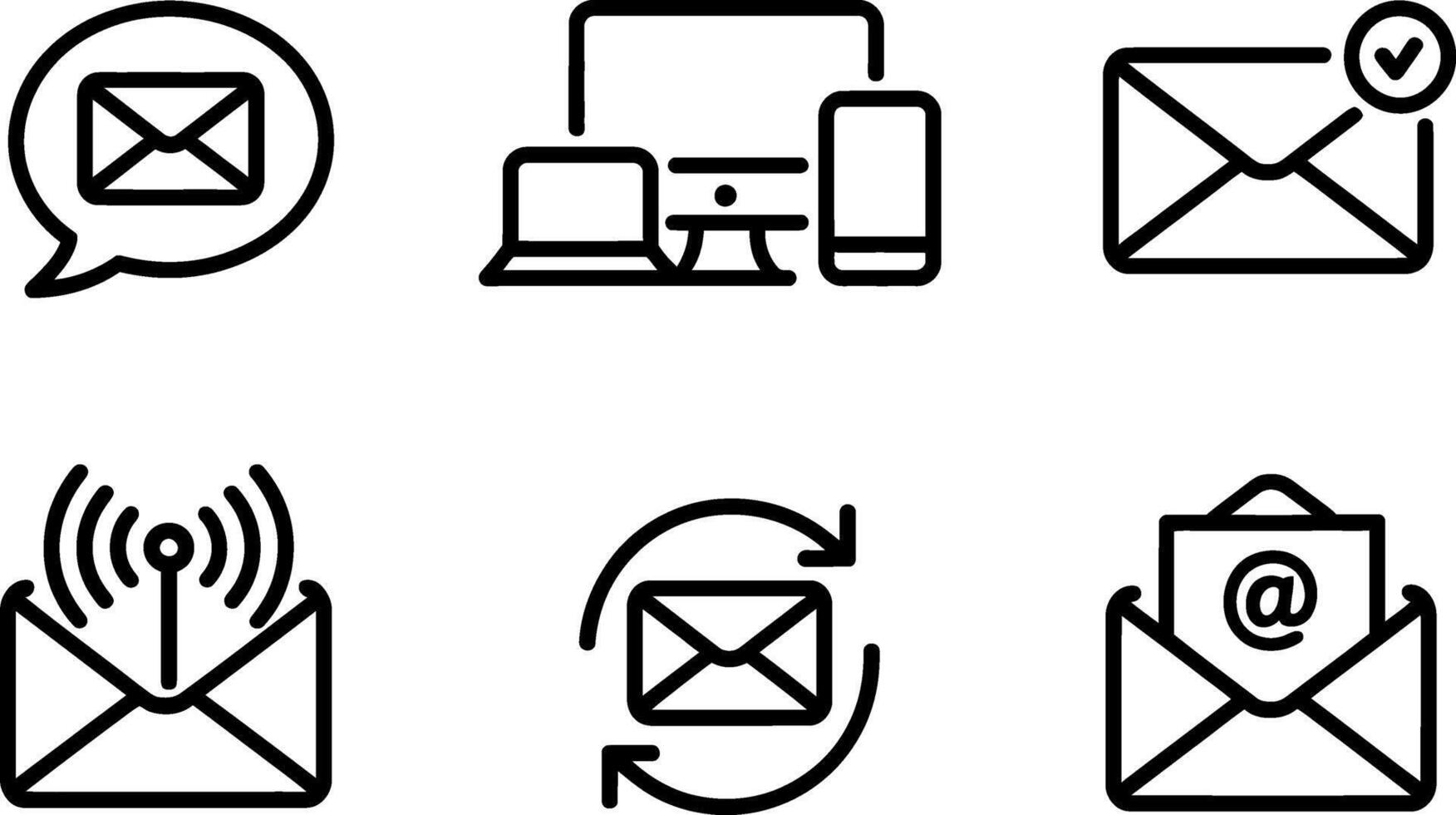 Email and message communication icon set isolated on vector