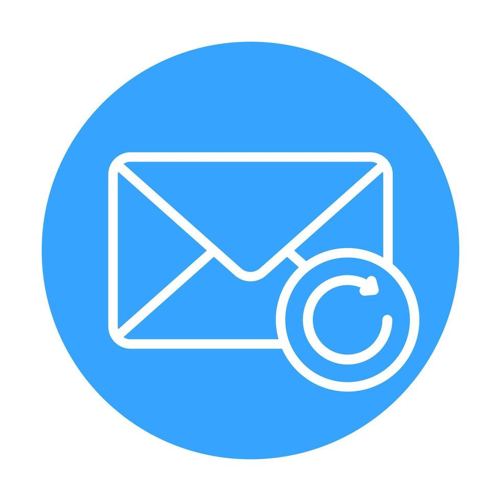 Email Refresh Flat Colored Icon for Updated Messages and Inbox Sync vector