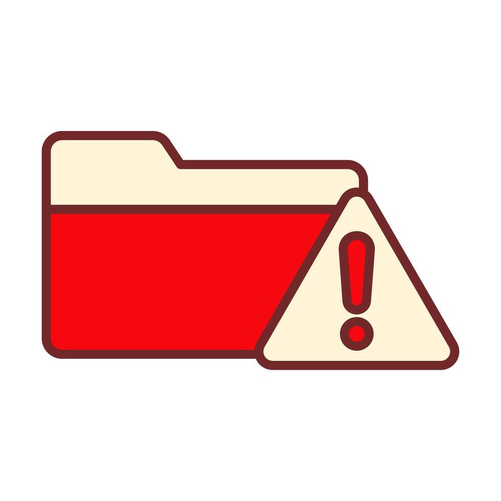 Folder Warning Flat Colored Icon for Alert and Risk Files vector