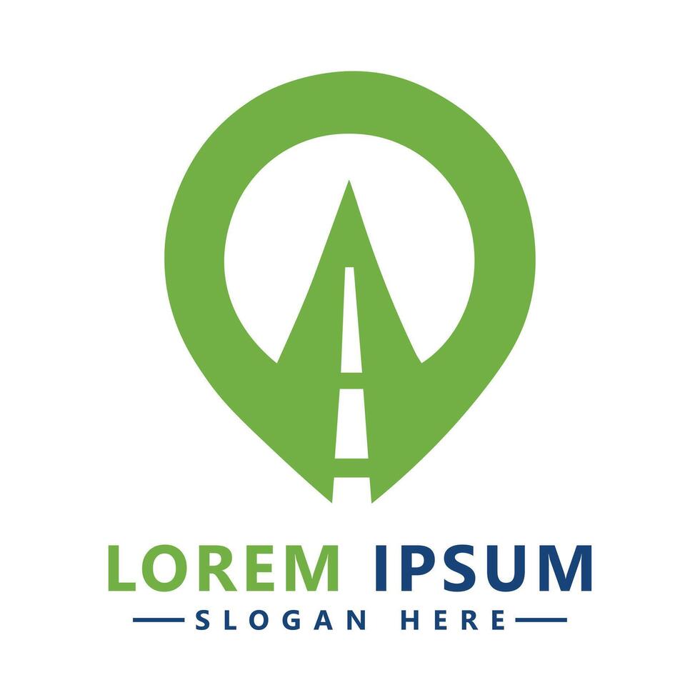 Location Pin Arrow Logo Navigation Travel Route And Mapping Service Branding Template Design vector