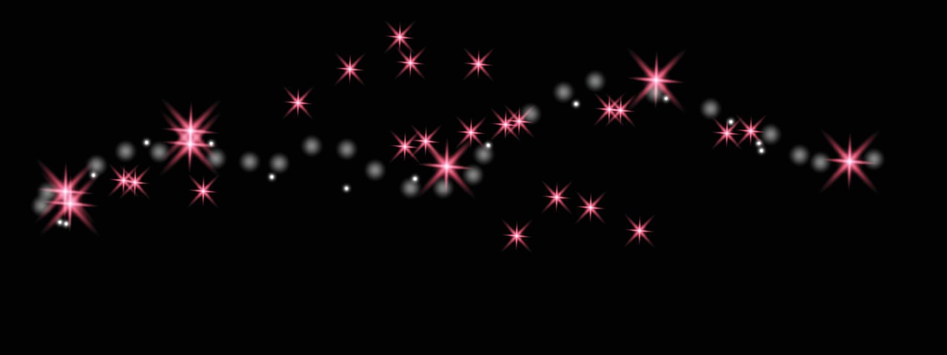 Abstract pink and white bokeh lights on black background. vector