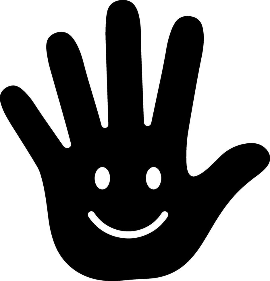Black handprint with a smiling face on white background vector
