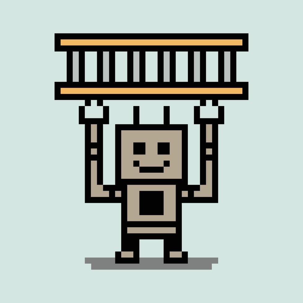 Cute cartoon robot robotics art ai machine learning 8 bit design clever. vector