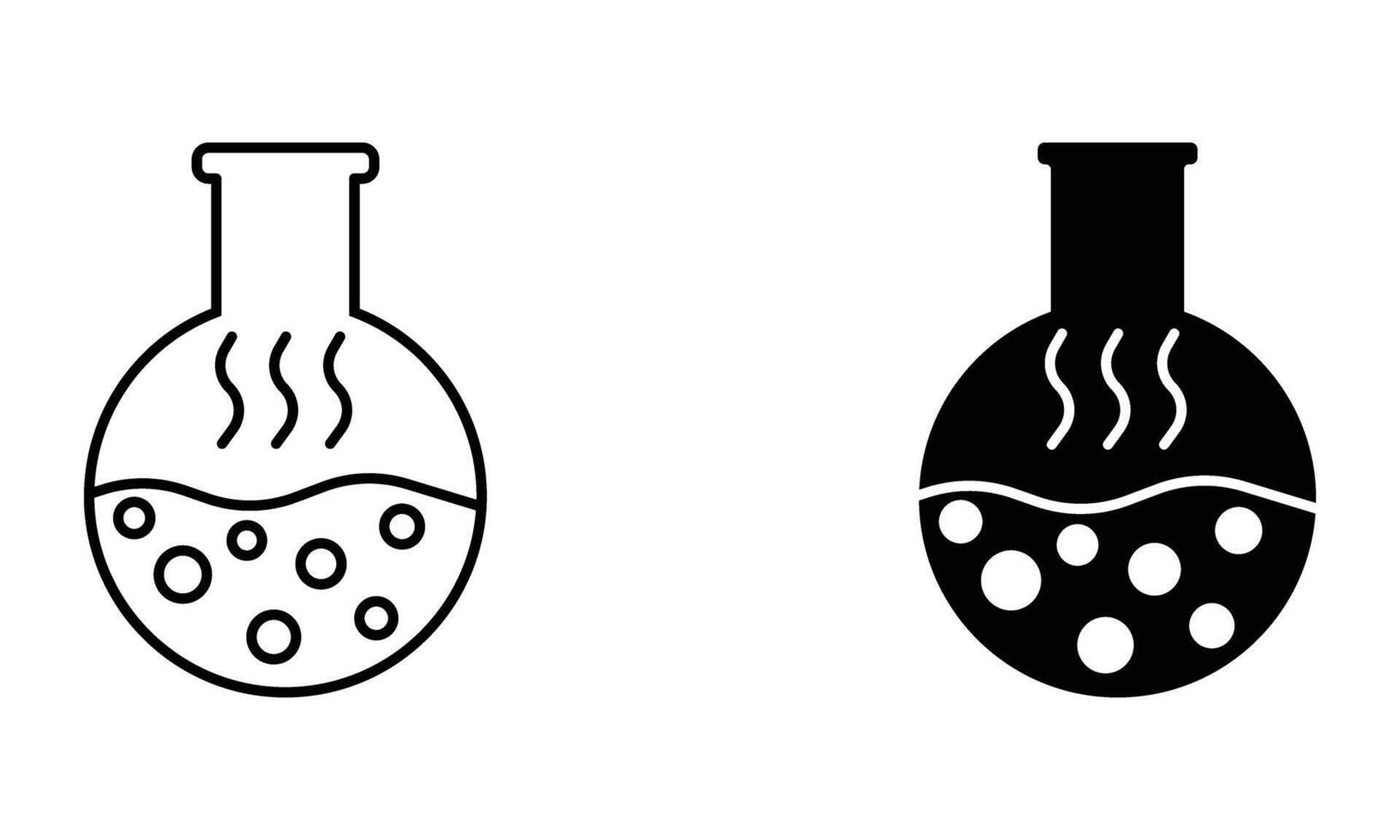 boiling liquid in round bottom flask icon vector