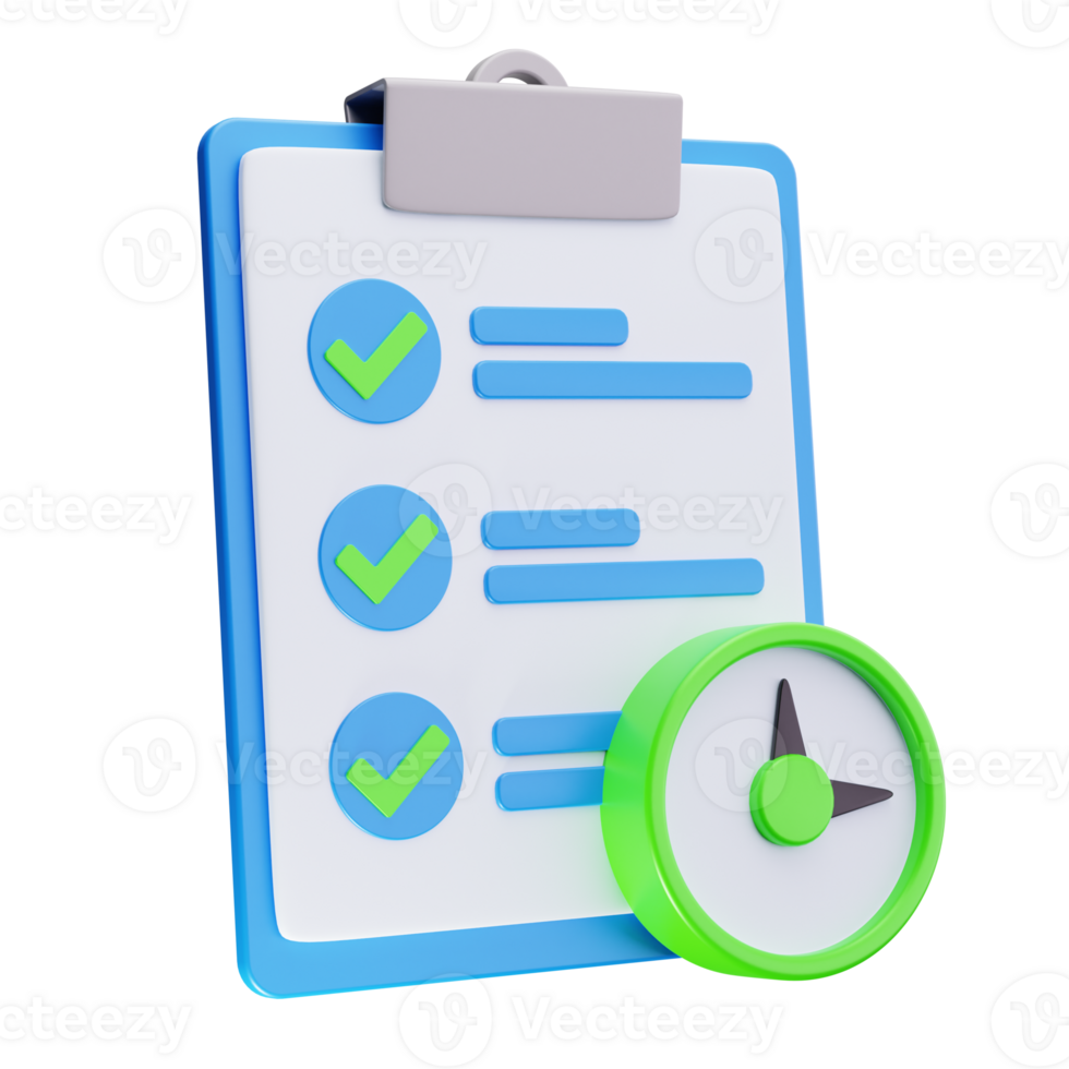 3d lista di controllo documento con bussola icona png