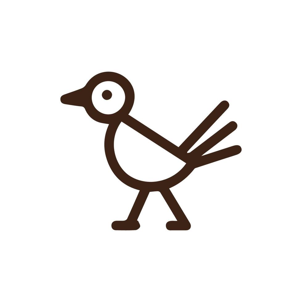 Minimalist brown bird icon walking with simple lines on a clean white background a delightful graphic design element vector