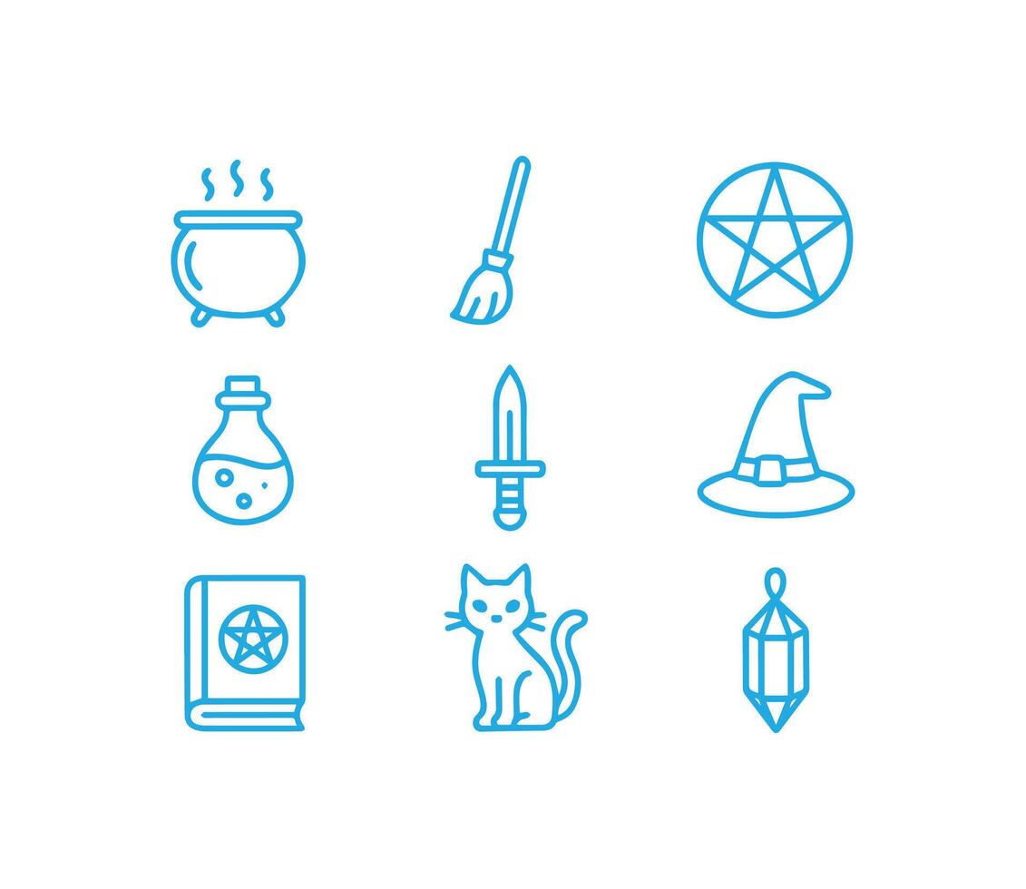 Exploring the World of Magic with Essential Witchcraft and Wizardry Icons vector