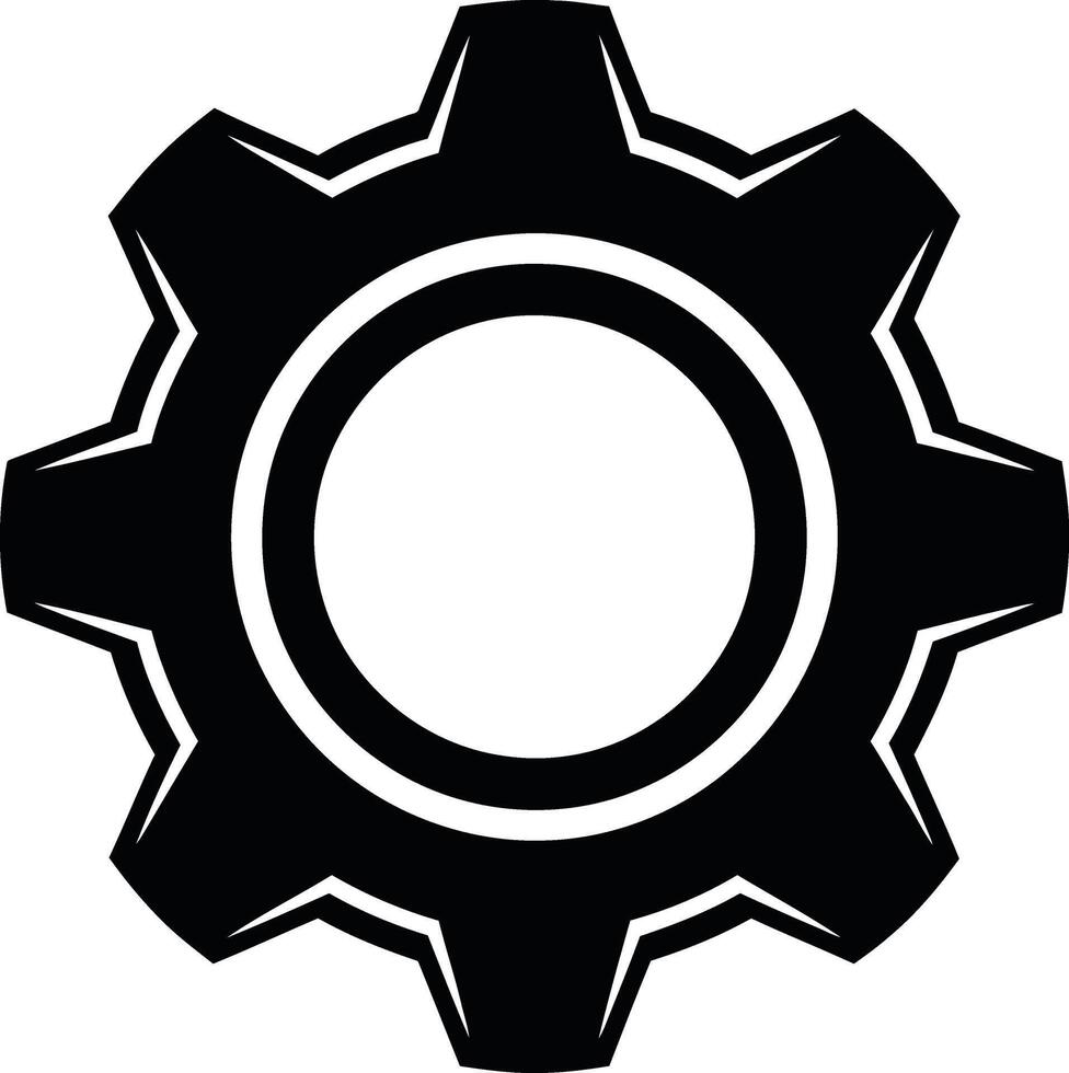 Monochrome illustration of a single gear cog, a symbol for mechanics, engineering, industry, and technology settings, isolated on a plain background vector